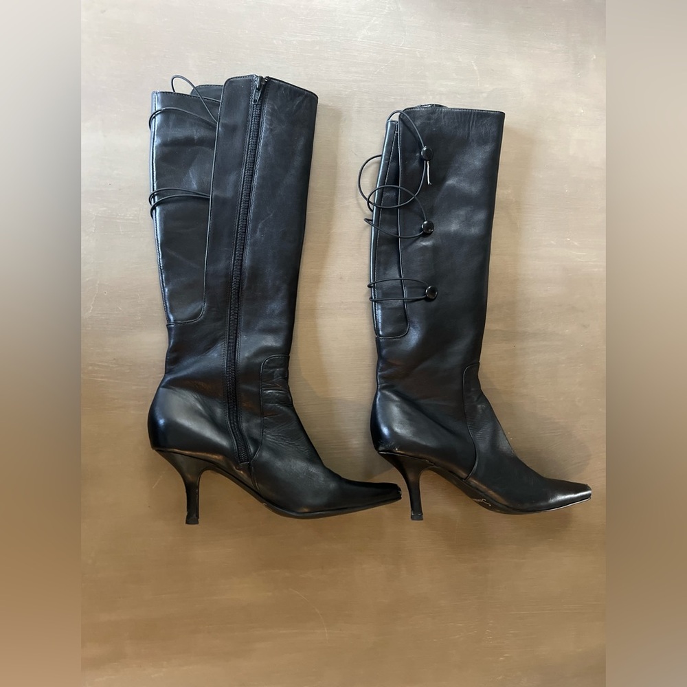 Sanzia Callista Leather Tall Button Boot Women's Size US 7.5